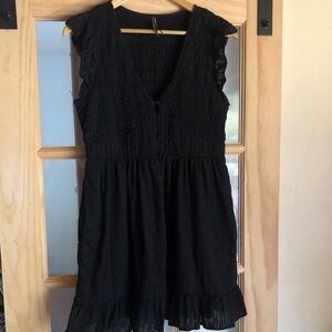 Anthropologie Black Ruffled Mini Dress